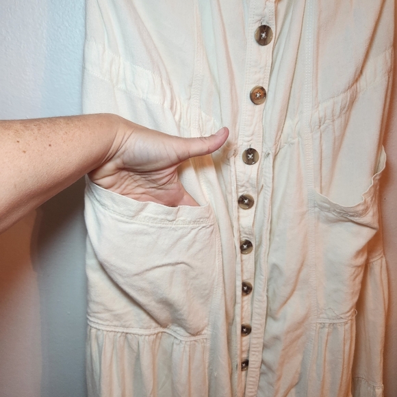 Free People Catch the Breeze Dressbiff White Size Small Linen Blend - Picture 14 of 15